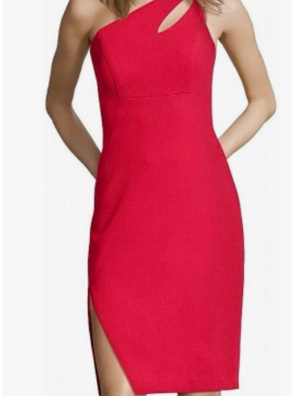 Xscape Red One-Shoulder Cutout Sheath Dress